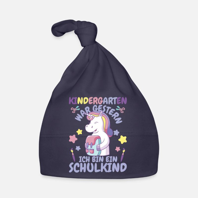 Ich bin ein Schulkind Einhorn Baby Bio-Mütze