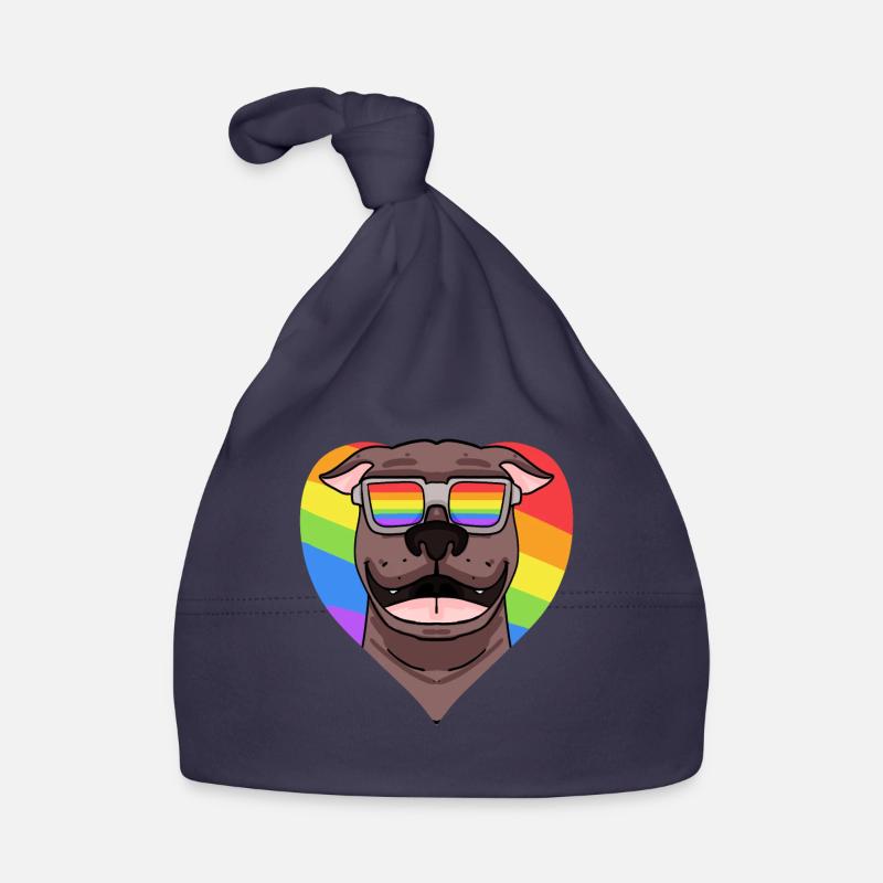Rainbow - Chien pitbull avec lunettes Bonnet bio Bébé