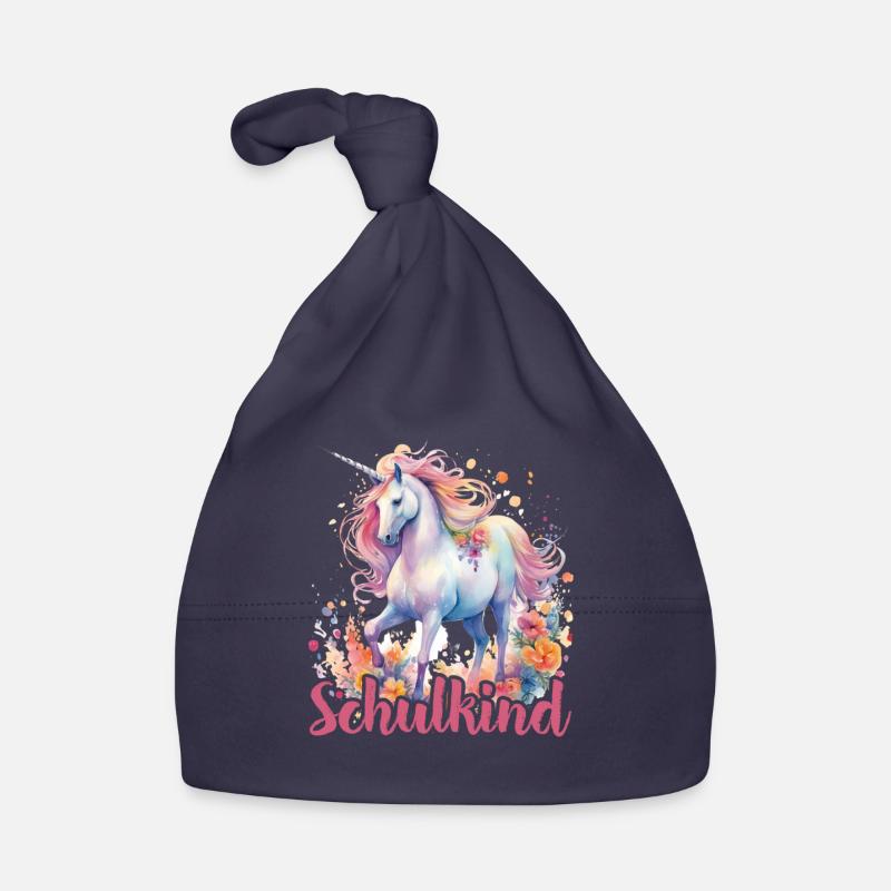 Einhorn Blumen Schulkind Einschulung 2023 Baby Bio-Mütze