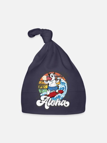 Aloha Hawaiian Hawaiian Surfer Surfing - Organic Baby Cap - navy - Front
