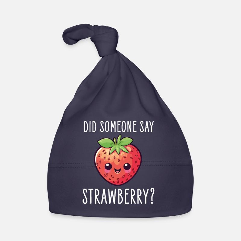 Fraise Kawaii - Bonnet bio Bébé - marine