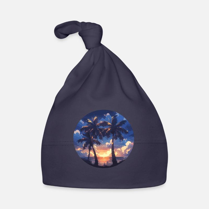 Palmier palmier palmier coucher de soleil palmier plage Bonnet bio Bébé