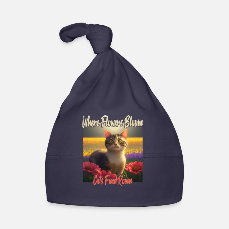 Chat dans la mer de fleurs Bonnet bio Bébé