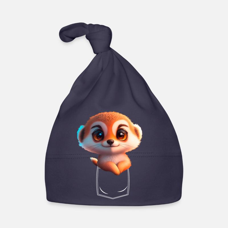 Verspieltes Erdmännchen in Brusttasche Baby Bio-Mütze