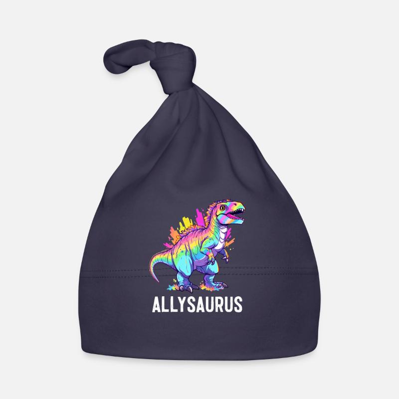 Allysaurus Dinosaur Rainbow Flag pour Ally LGBT Pun - Bonnet bio Bébé - marine