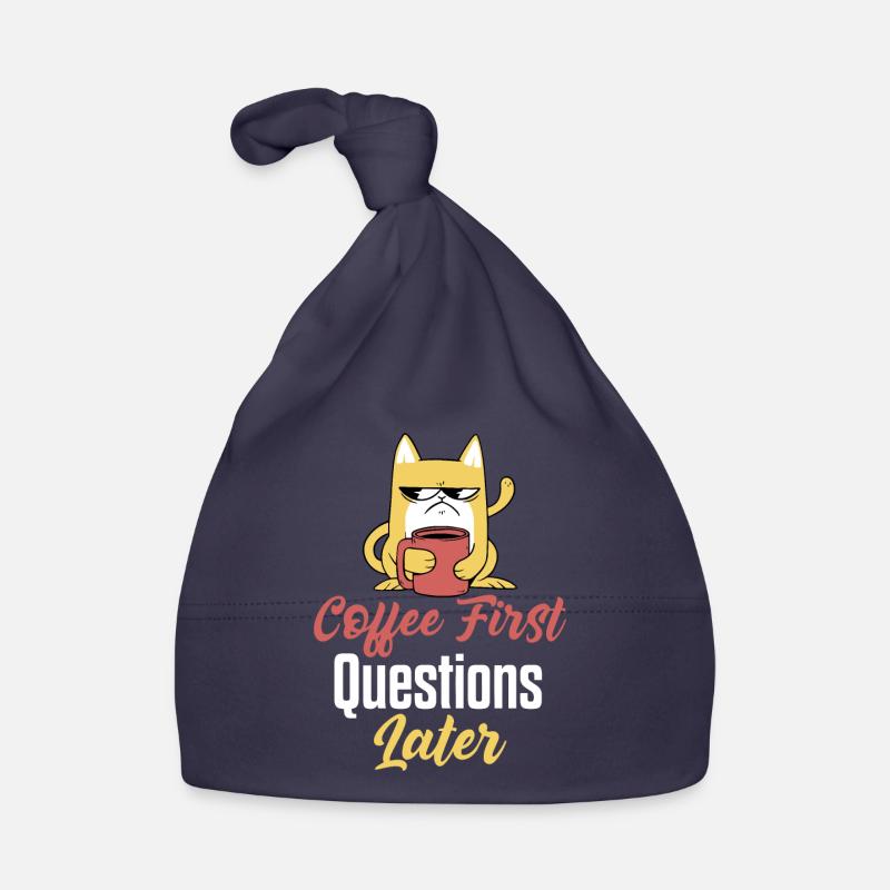 Café Premières questions plus tard Café - Bonnet bio Bébé - marine