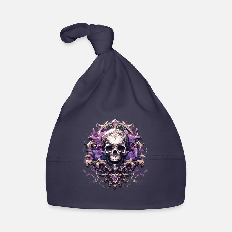 Crâne Crâne Crânes Crâne Squelette - Bonnet bio Bébé - marine