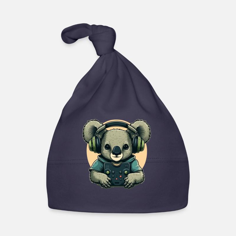 Koala ours avec Walkman - Bonnet bio Bébé - marine