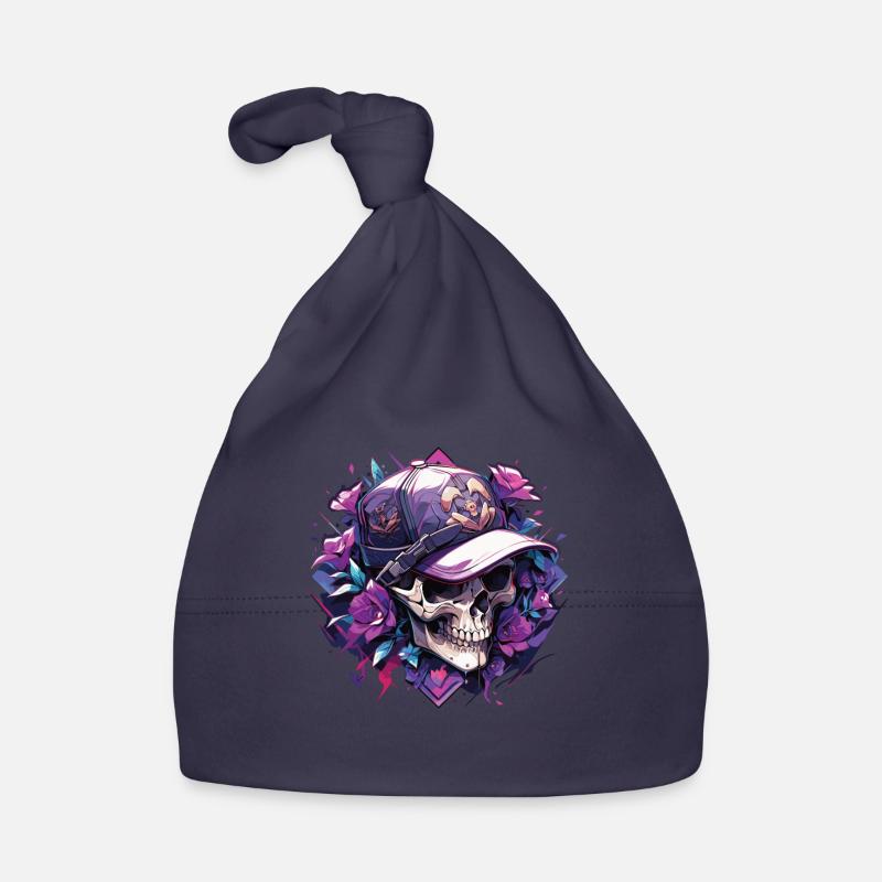 Crâne Crâne Crânes Crâne Squelette - Bonnet bio Bébé - marine