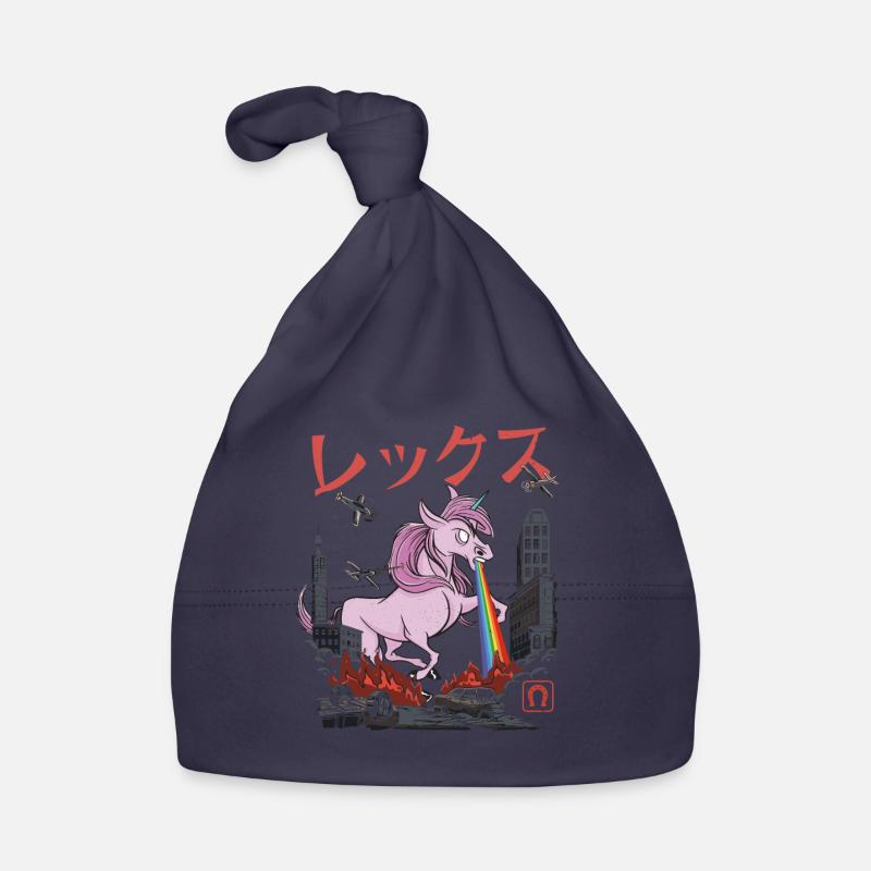 Wütendes Einhorn mit Regenbogen Strahl Baby Bio-Mütze