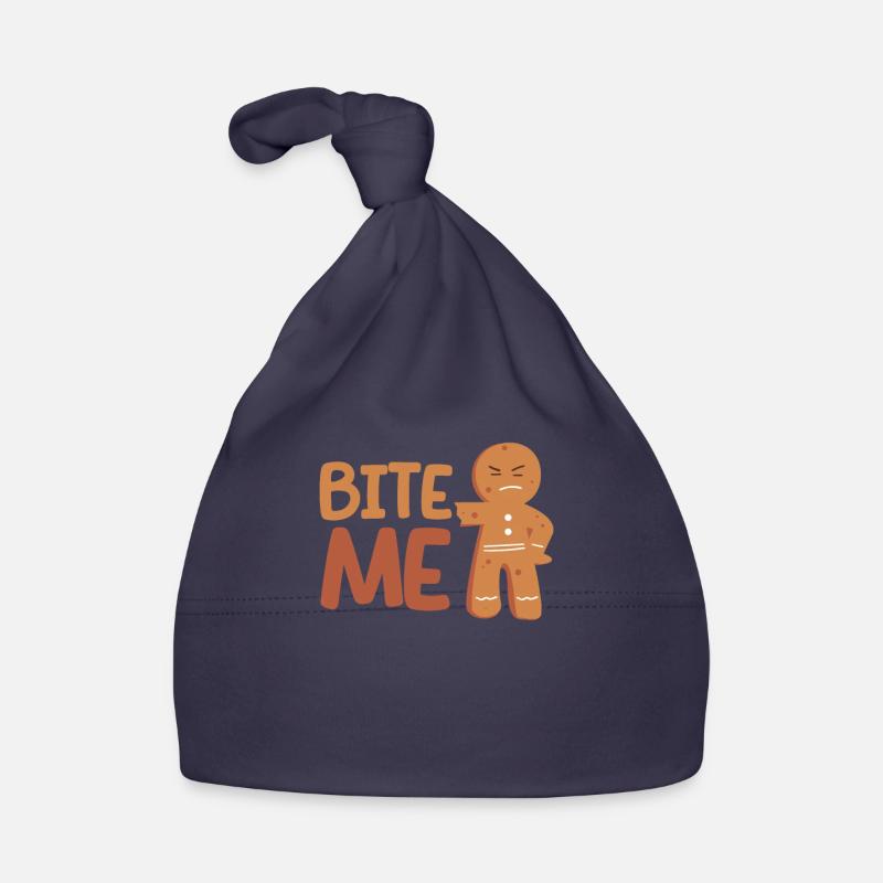 Bite Me Gingerbread Man Funny Christmas Cookie Baby Bio-Mütze