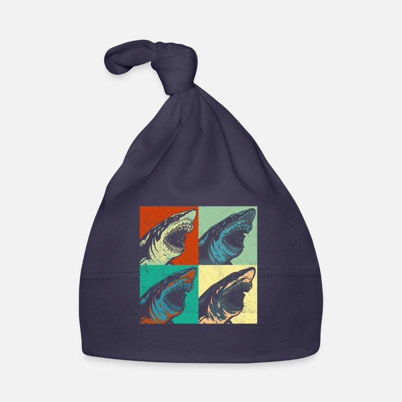 Megalodon Pop Up Retro - Megalodon Shark - Bonnet bio Bébé - marine