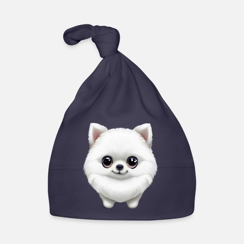 Adorable chiot de Poméranie - Bonnet bio Bébé - marine