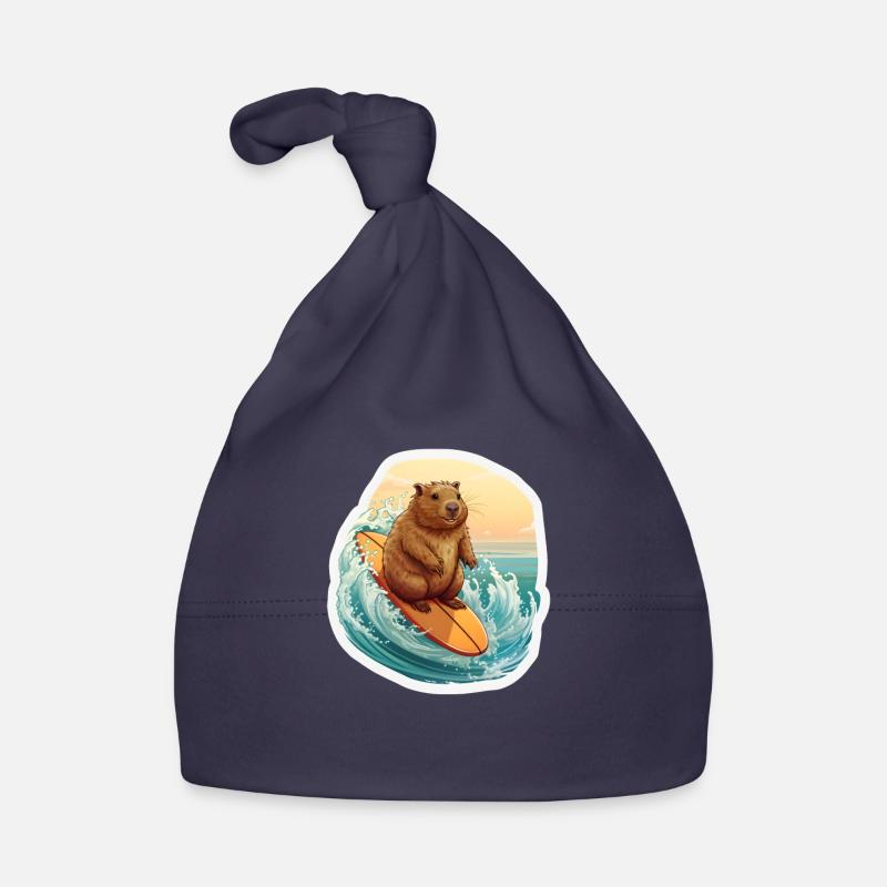 Capybara Surfeur Bonnet bio Bébé