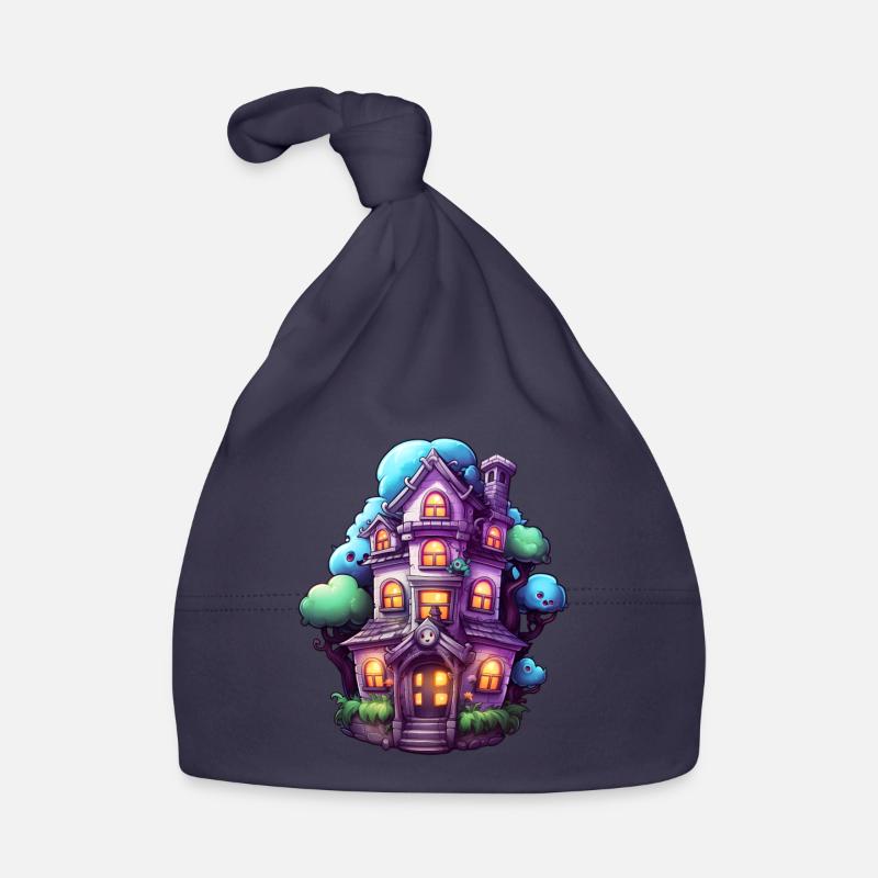 Comic Haunted House Organic Baby Cap