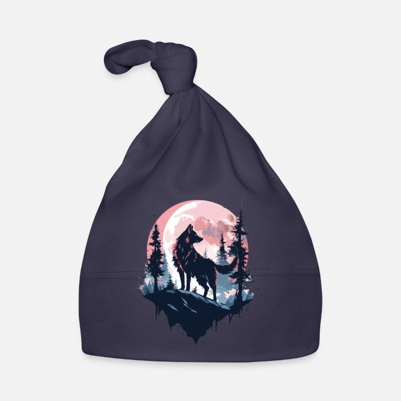 Wolf Moon Night Nature Wilderness Adventure Forest Wolves Organic Baby Cap
