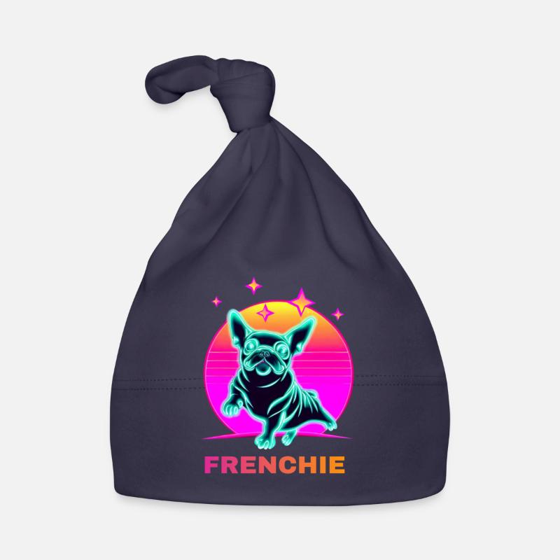 Bouledogue Français Couleur Style 80s Bonnet bio Bébé