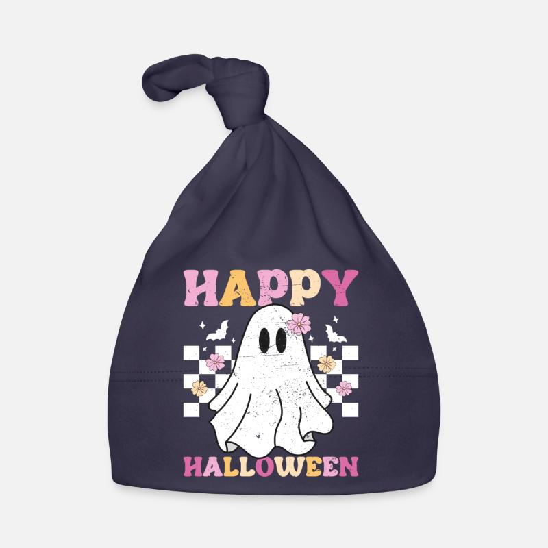 happy halloween - Bonnet bio Bébé - marine