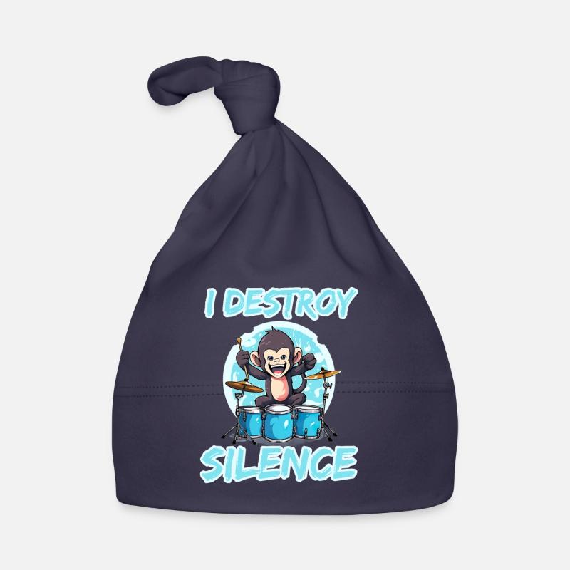 I Destroy Silence Affe Schlagzeug Trommeln Baby Bio-Mütze