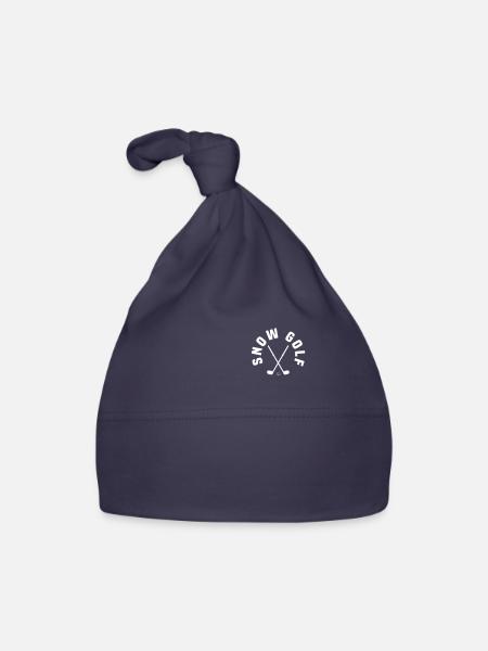 Snow Golf Brusttaschen Design - Baby Bio-Mütze - Navy - Vorne