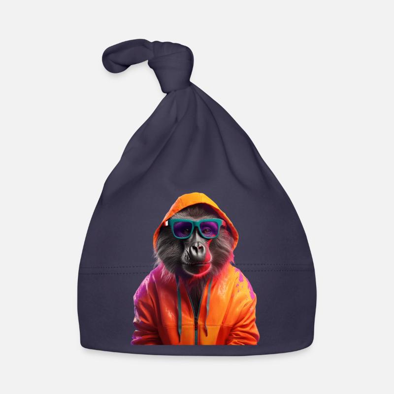 Baboon with Sunglasses Colorful Cool Monkey Baboons Organic Baby Cap