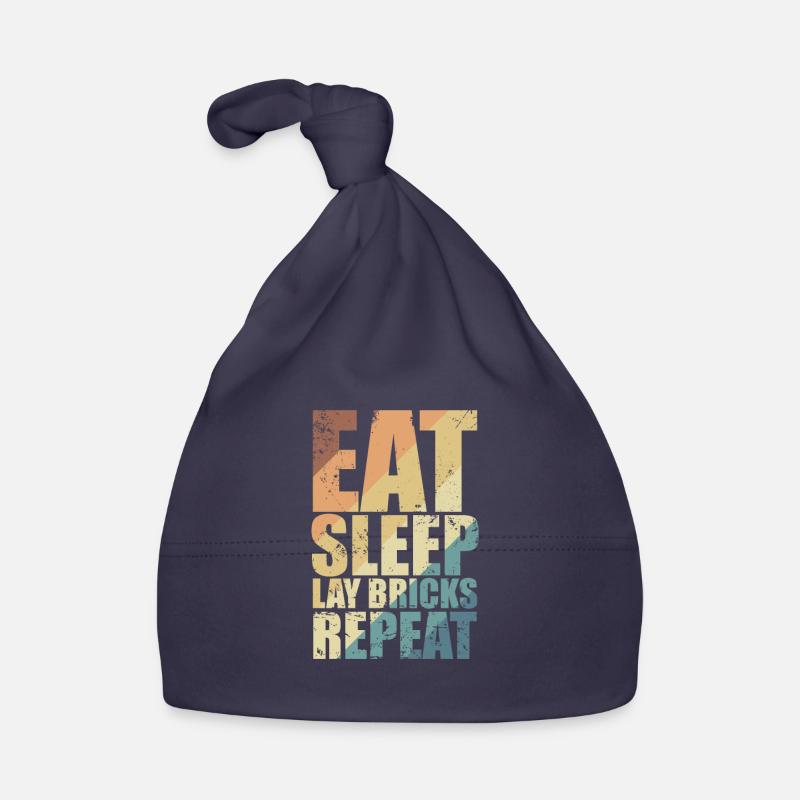Eat Sleep Lay Bricks Repeat Handwerker Beruf Baby Bio-Mütze
