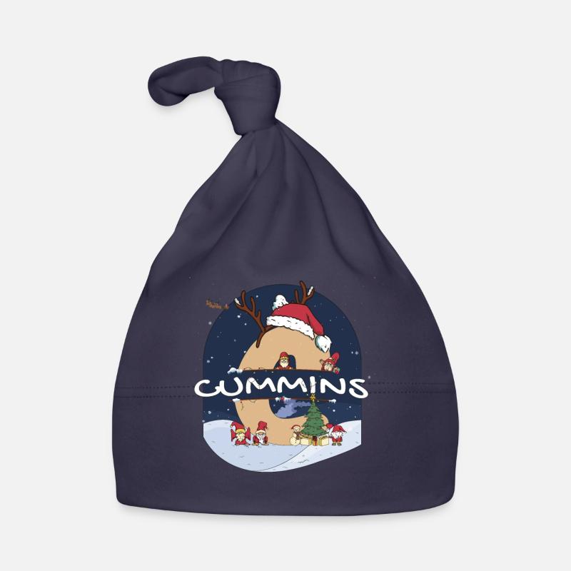Awesome Cummins Name w Santa Hat dans le thème de Noël Bonnet bio Bébé