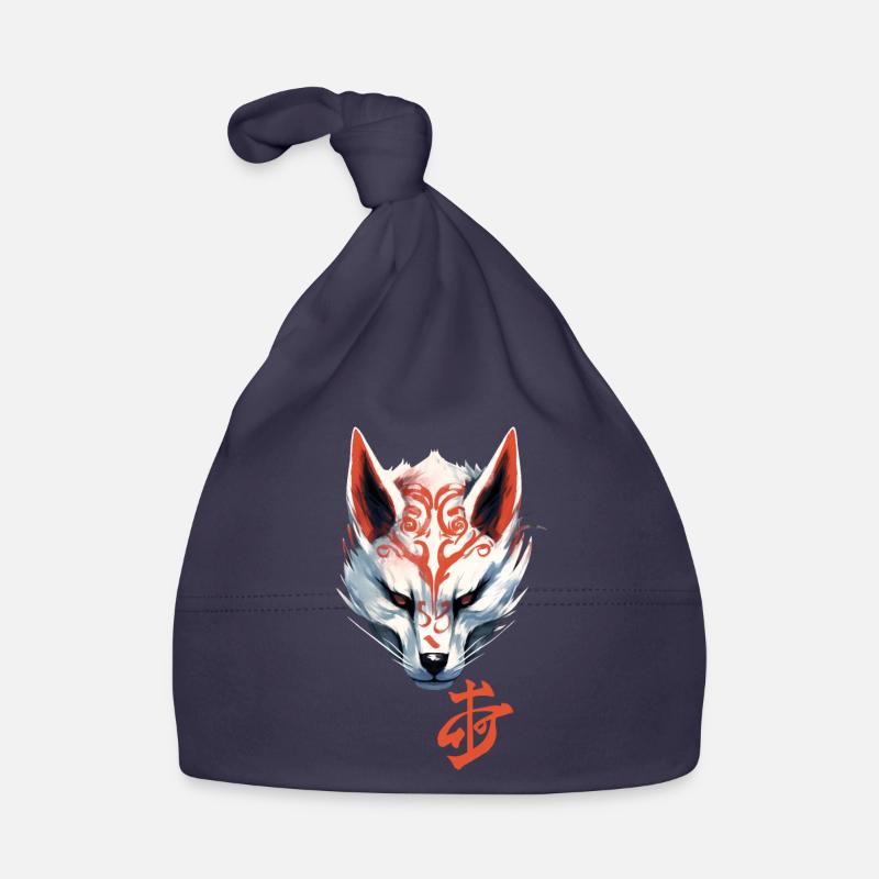 Anime Kitsune Fox Masque Kumiho Samouraï Japon - Bonnet bio Bébé - marine