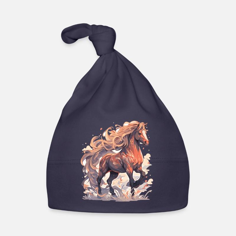 Cheval - Bonnet bio Bébé - marine