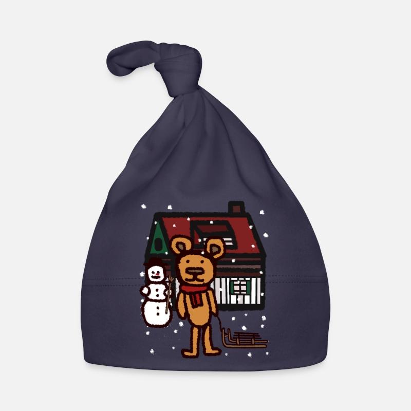 Teddy Schneefall Weihnachtsgeschenk Schlitten Kind Baby Bio-Mütze