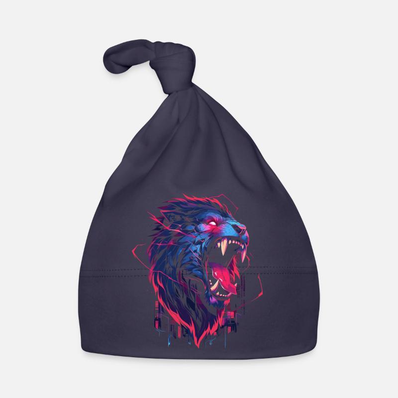 Synthwave Lion Organic Baby Cap