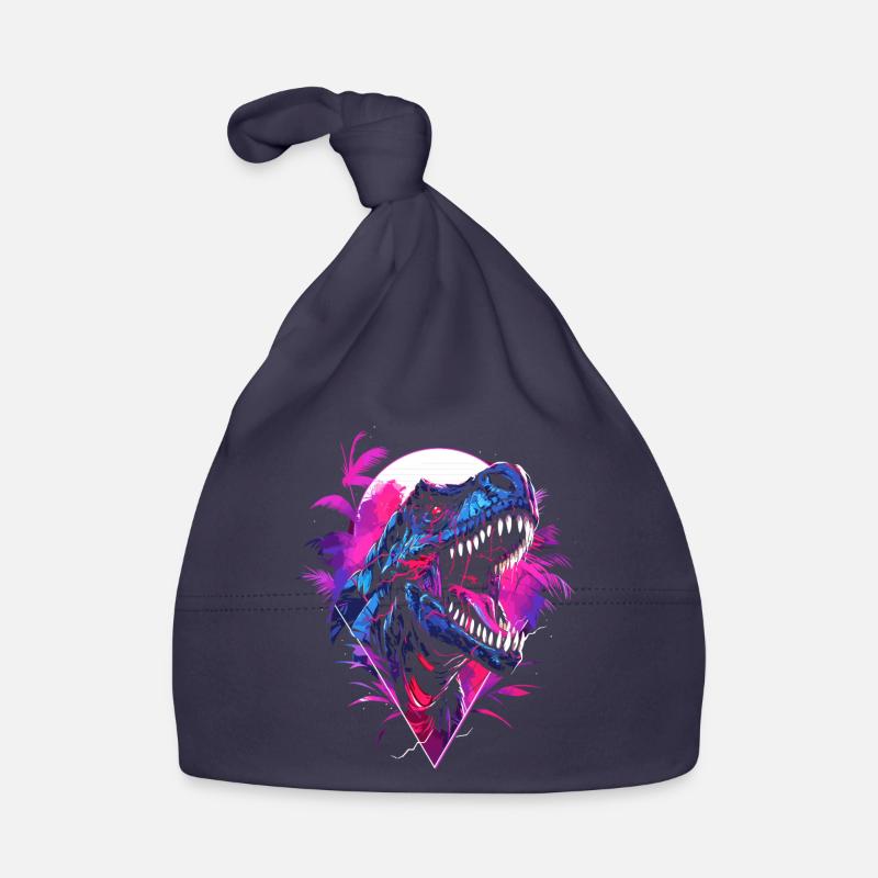 Synthwave T Rex Organic Baby Cap