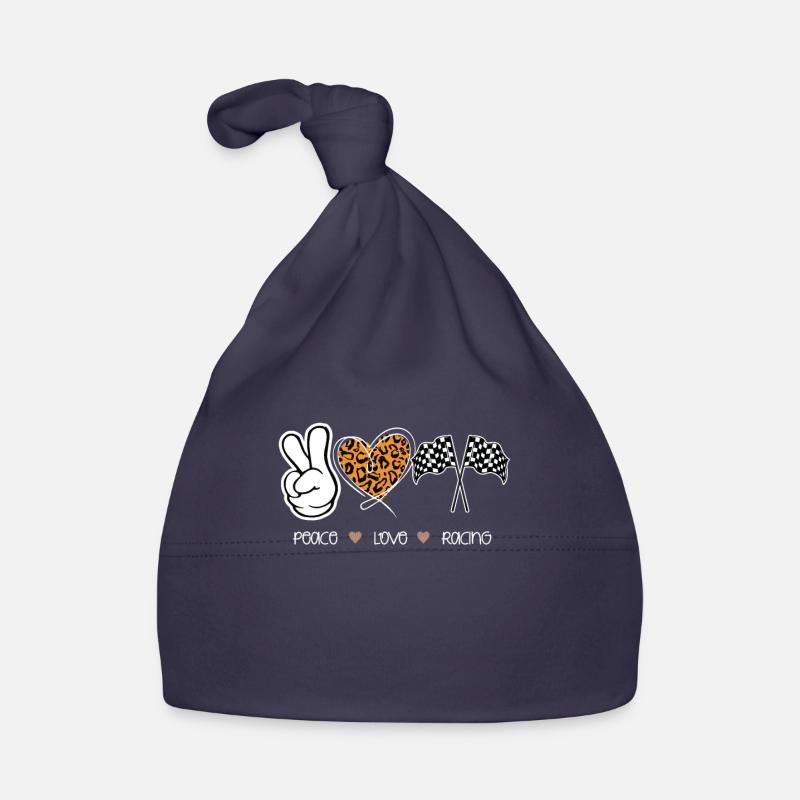 Peace Love Racing Piste De Course Voiture De Course - Bonnet bio Bébé - marine