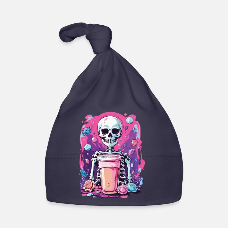 Gothic Bubble Tea Skelett Halloween Ästhetik Baby Bio-Mütze