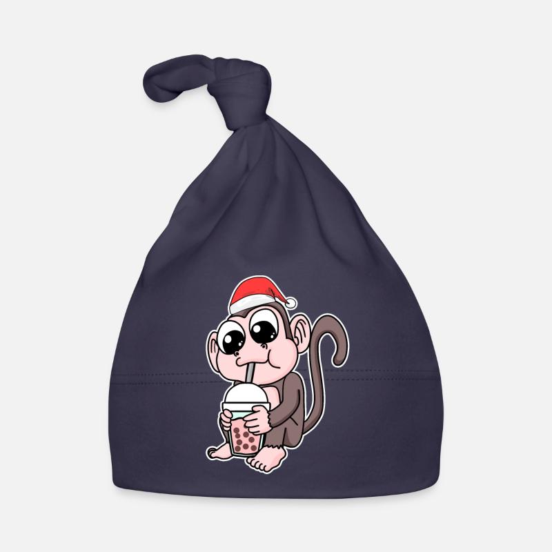 Monkey Christmas Bubble Tea Organic Baby Cap