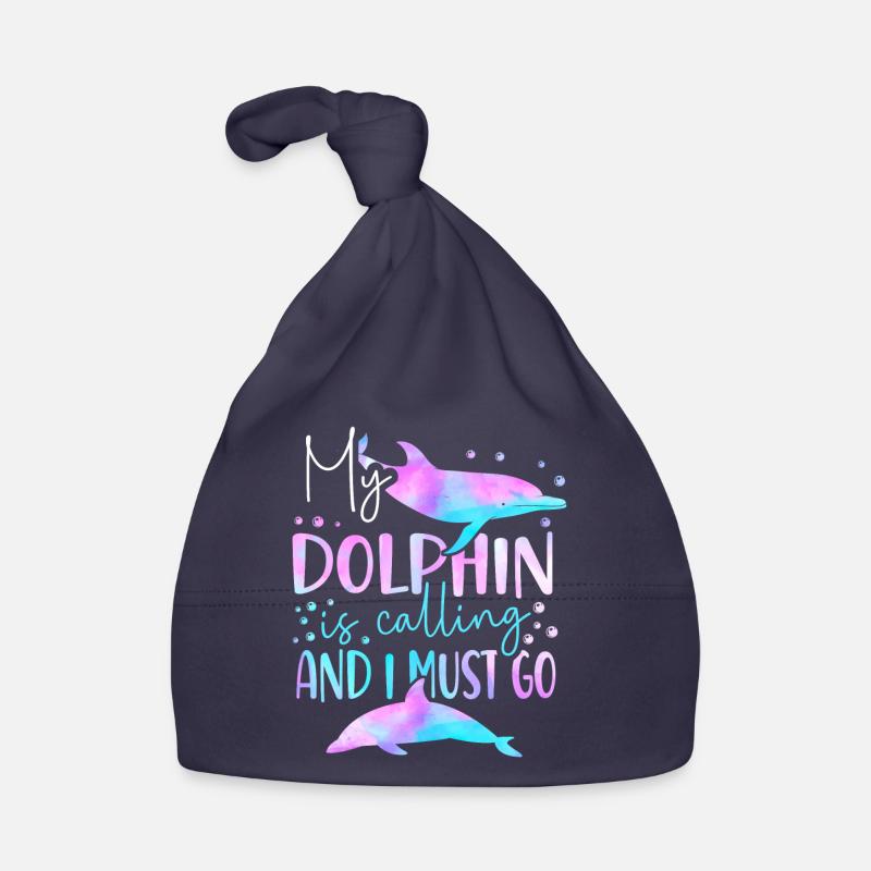 Dauphin Mon dauphin m’appelle et - Bonnet bio Bébé - marine