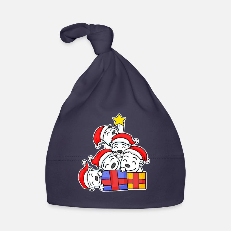 Bear, Christmas Tree, Christmas Polar Bear, Polar Bear Organic Baby Cap