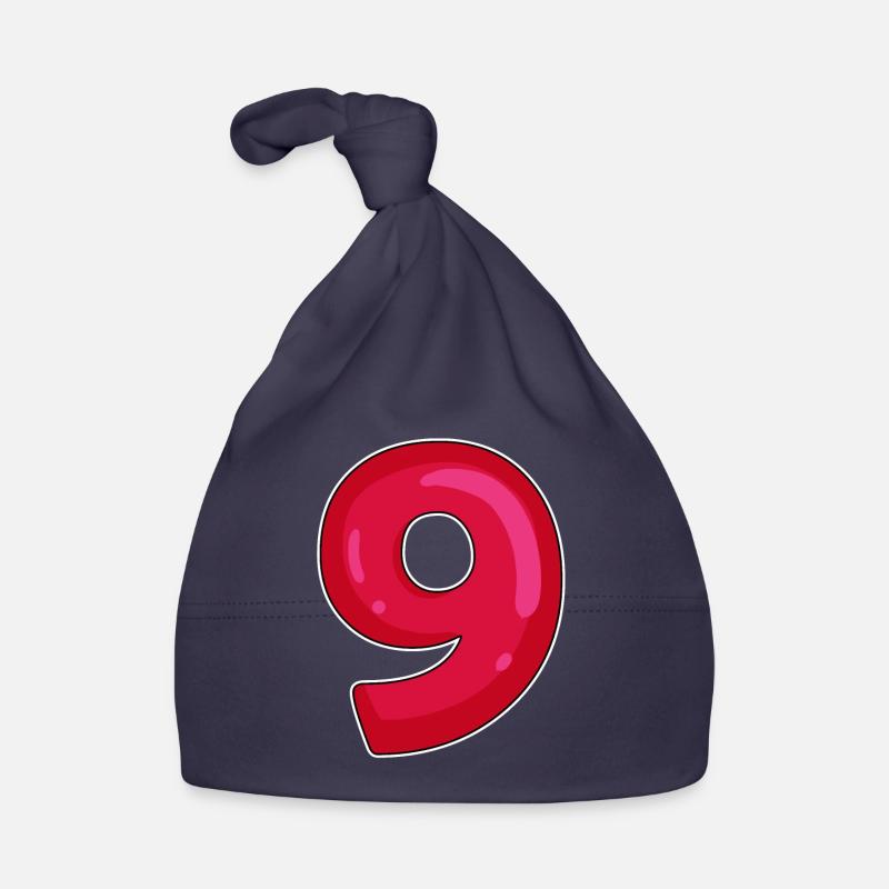 NINE - 9 - Digit red Organic Baby Cap
