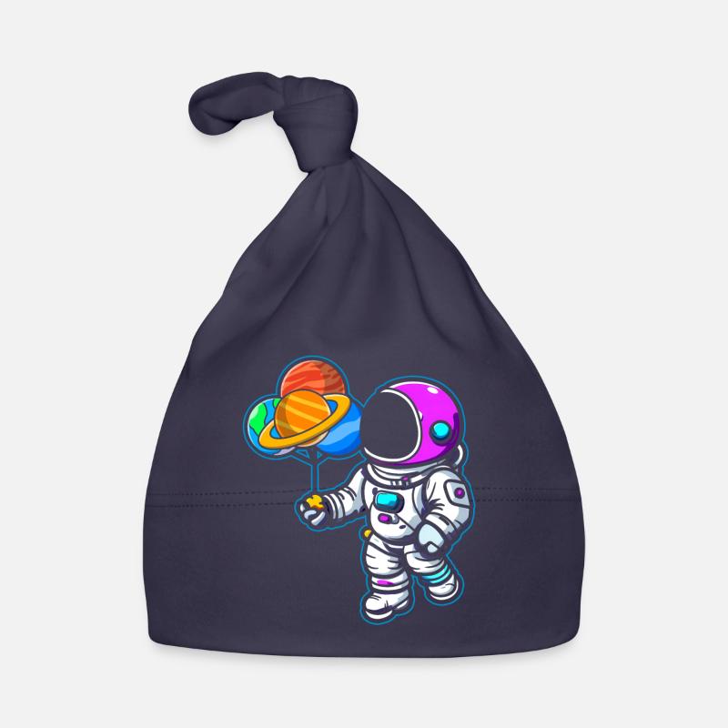 Astronaut Holding Planet Ballons Sonnensystem Baby Bio-Mütze