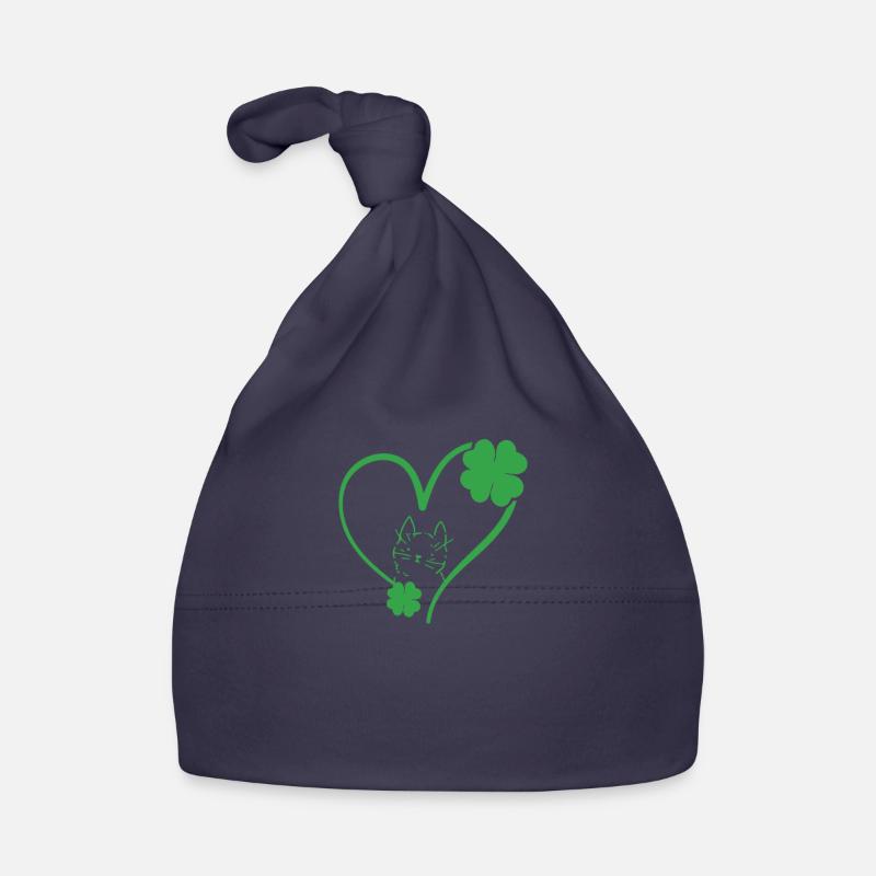 Cat Silhouette Shamrock St Patrick's Day Organic Baby Cap
