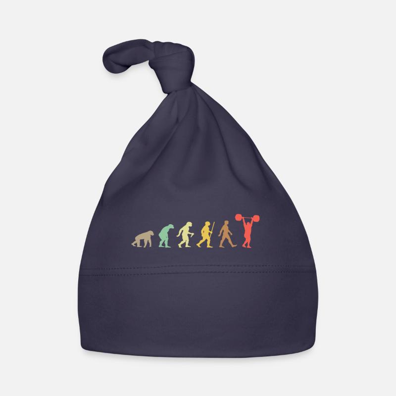 Weightlifting Retro Body Building Evolution fitnes Organic Baby Cap