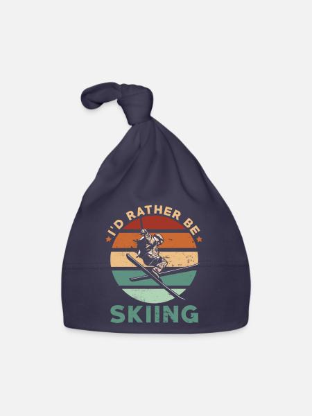 Passionné de ski Skieur rétro vintage skieur - Bonnet bio Bébé - marine - Devant