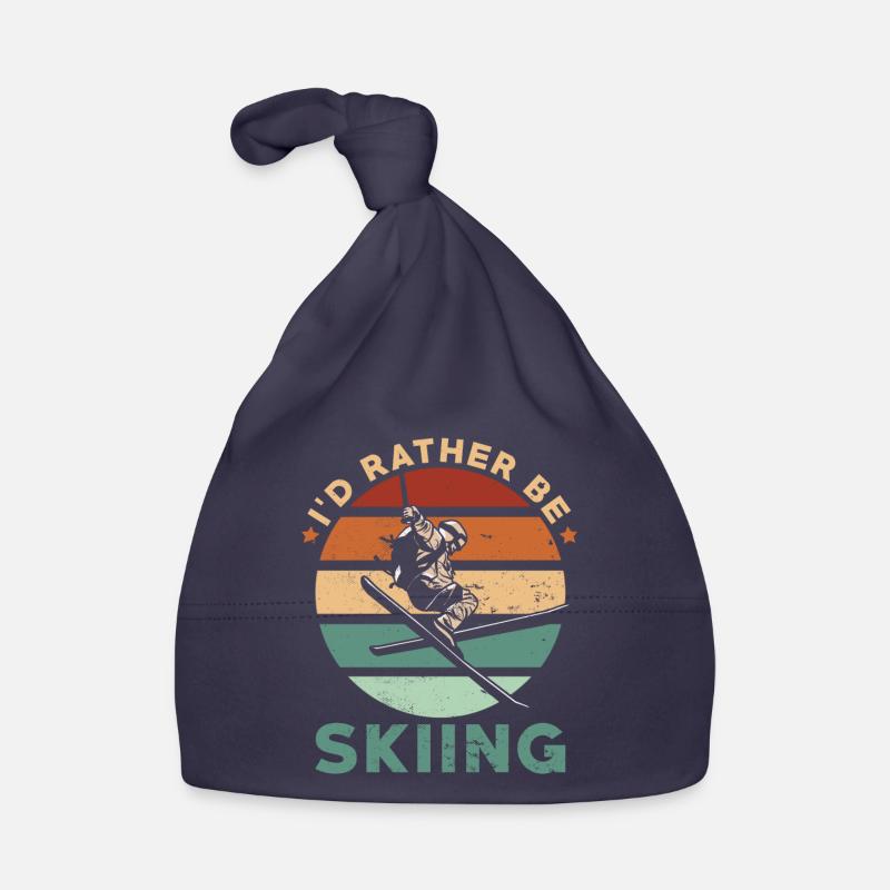 Skiing Enthusiast Retro Vintage Ski Skier Organic Baby Cap