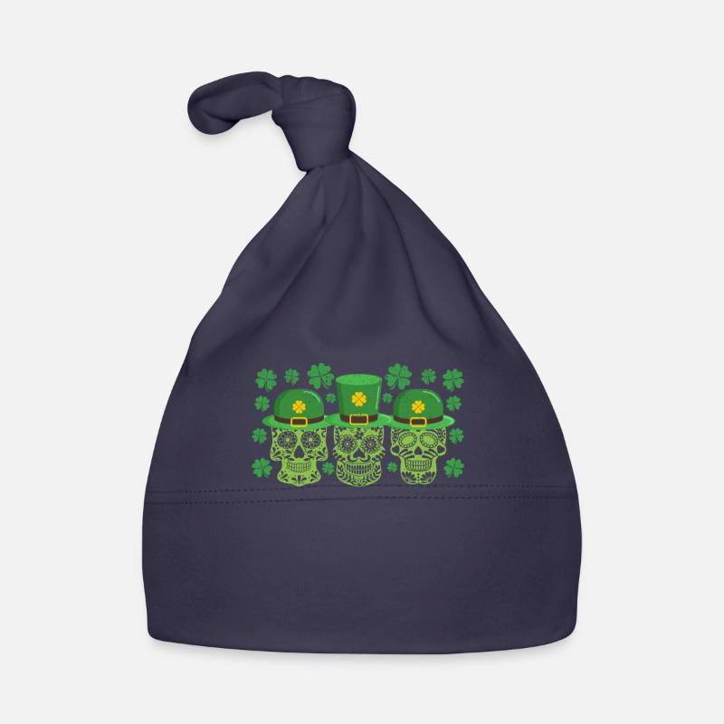 Irish Mexican sugar skulls leprechauns luck Organic Baby Cap