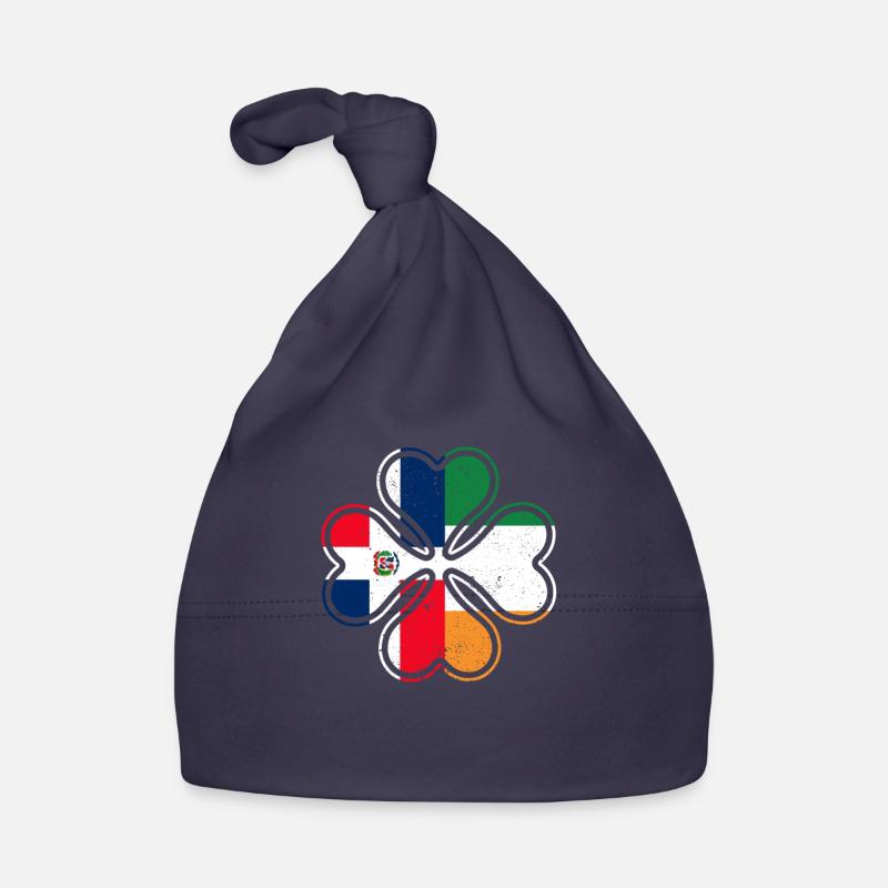 Drapeau dominicain irlandais trèfle d’Irlande - Bonnet bio Bébé - marine