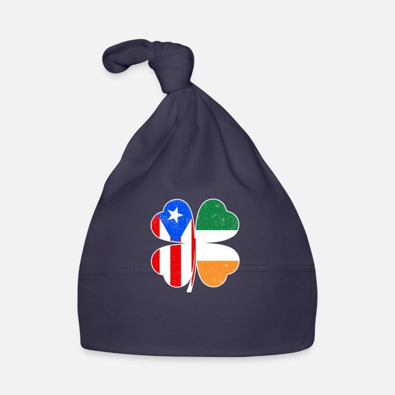 Drapeau portoricain irlandais trèfle d’Irlande Bonnet bio Bébé