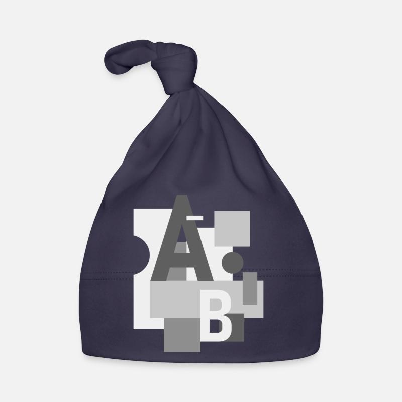Image abstraite avec les lettres A et B - Bonnet bio Bébé - marine