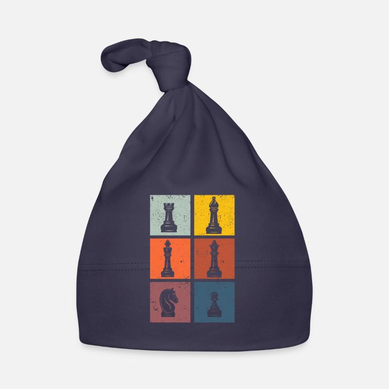 Chess Player Silhouettes Chess Pieces Retro Organic Baby Cap