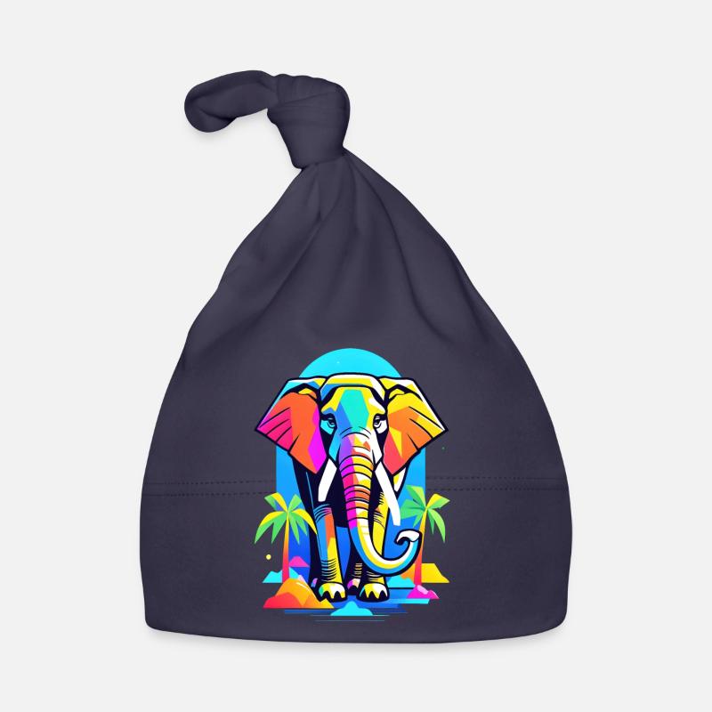 Éléphant coloré dans la conception de l’arc-en-ciel de la jungle Bonnet bio Bébé