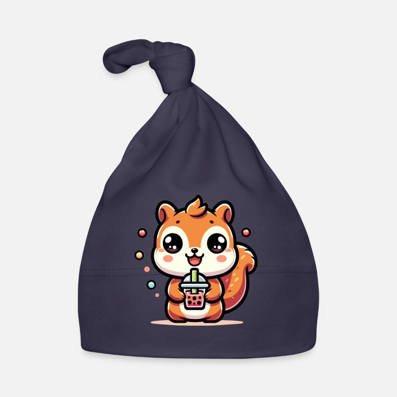 Kawaii Squirrel Bubble Tea Cute Animal Squirrel Organic Baby Cap